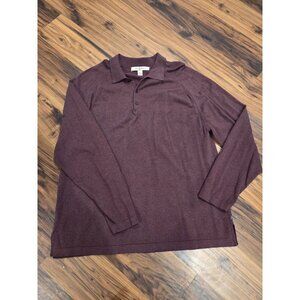Tommy Bahama XL Silk Blend Long Sleeve Polo Shirt Burgundy Plum Soft Knit TB